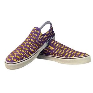 LSU NCAA College Team Logo Row One Men 9.5 Women 11 Sneakers Slip on Shoes